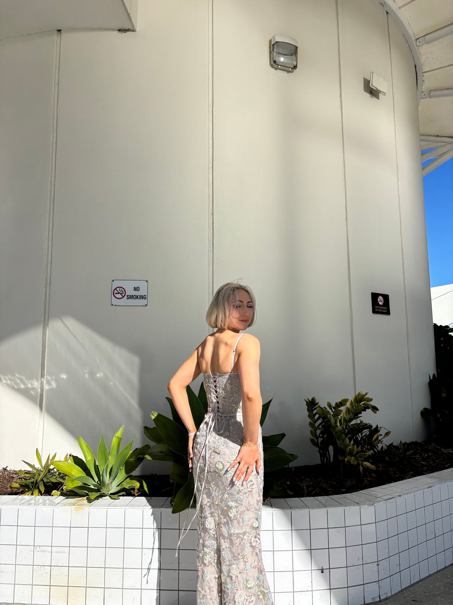 Floral beaded evening gown