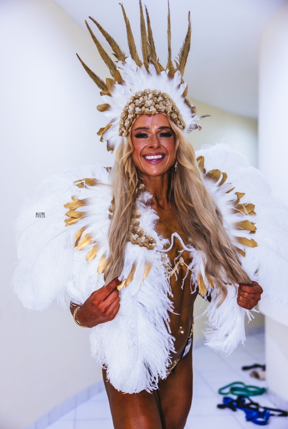 Statement White and Gold Feather Themewear
